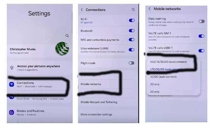 enable 5G on samsung galaxy s24