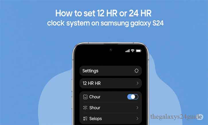 how to set 12 HR or 24 HR clock system on samsung galaxy s24