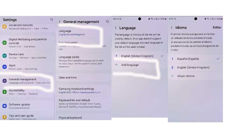 change system language on samsung galaxy s24