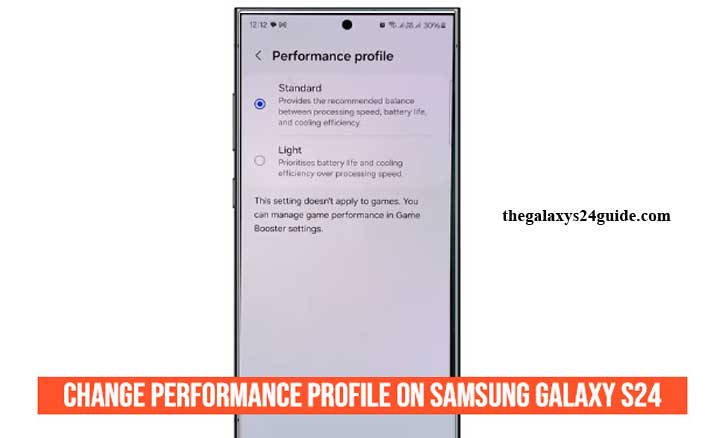 how to change performance profile on samsung galaxy s24