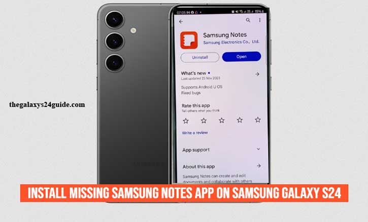 how to install missing samsung notes app on samsung galaxy s24