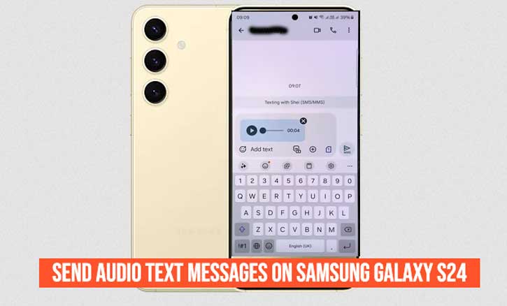 how to send audio text messages on samsung galaxy s24