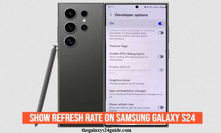 how to show refresh rate on samsung galaxy s24