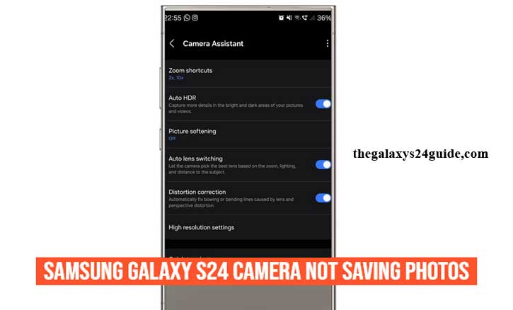 samsung galaxy s24 camera not saving photos