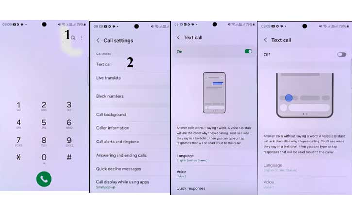 enable or disable text call on samsung galaxy s24