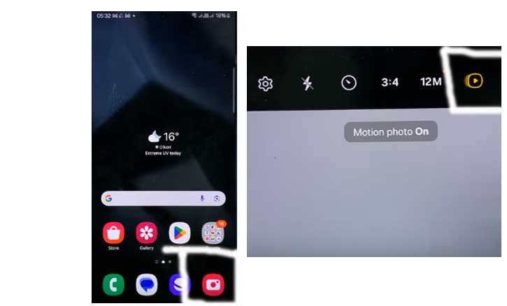 turn on/off motion photos on samsung galaxy s24