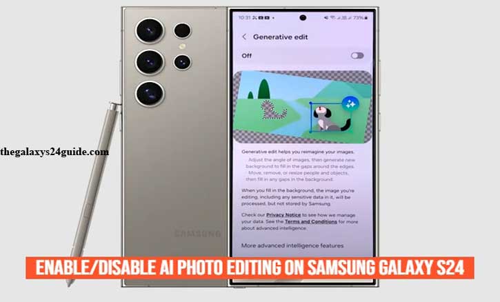 how to enable/disable ai photo editing on samsung galaxy s24