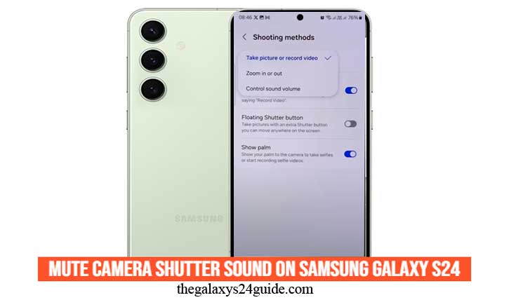 how to mute camera shutter sound on Samsung Galaxy S24
