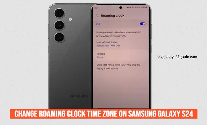 how to change roaming clock time zone on samsung galaxy s24