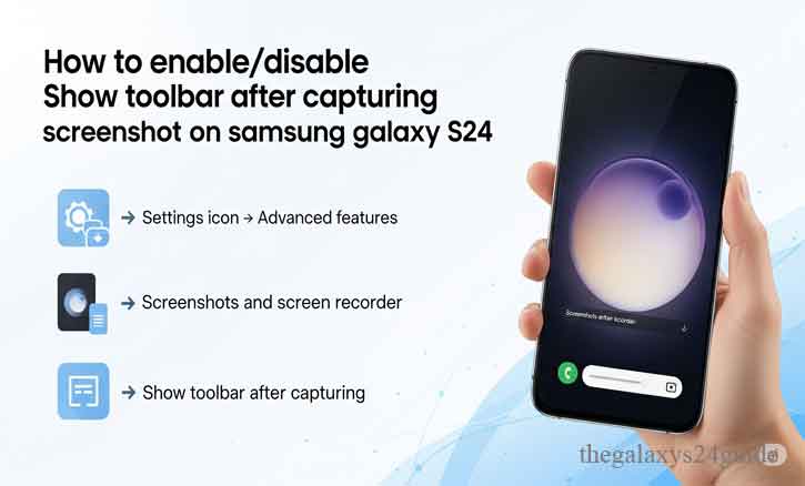 how to enable/disable show toolbar after capturing screenshot on samsung galaxy s24